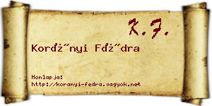 Korányi Fédra névjegykártya